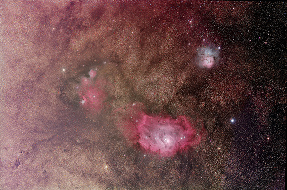 Lagoon and Trifid Nebulas wide